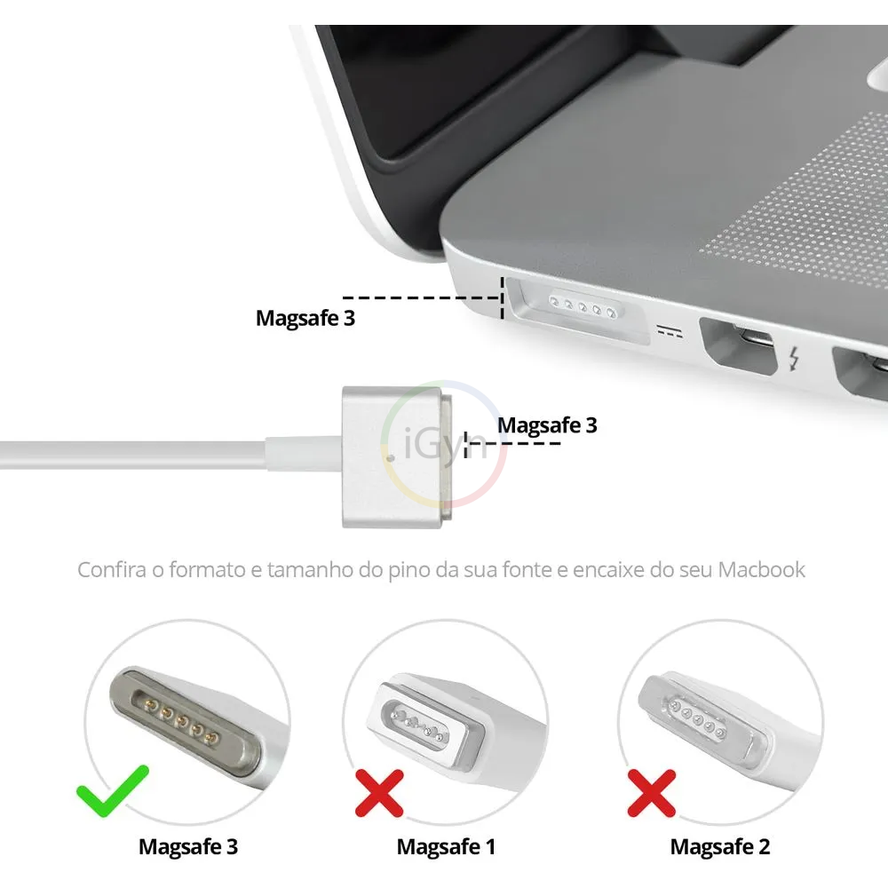 FONTE CARREGADOR P/ MACBOOK APPLE MAGSAFE 3 96W - Imagem 3