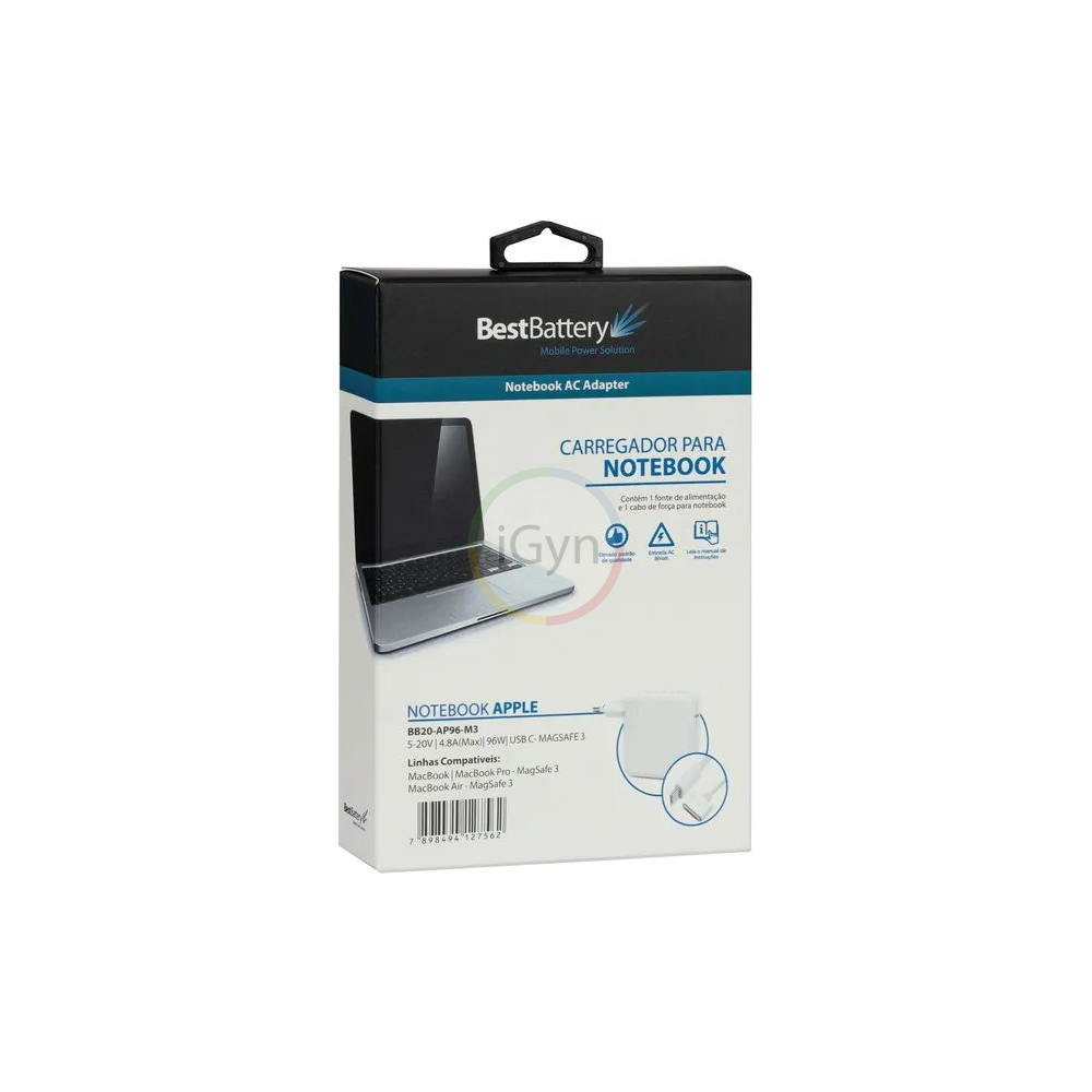 FONTE CARREGADOR P/ MACBOOK APPLE MAGSAFE 3 96W - Imagem 4